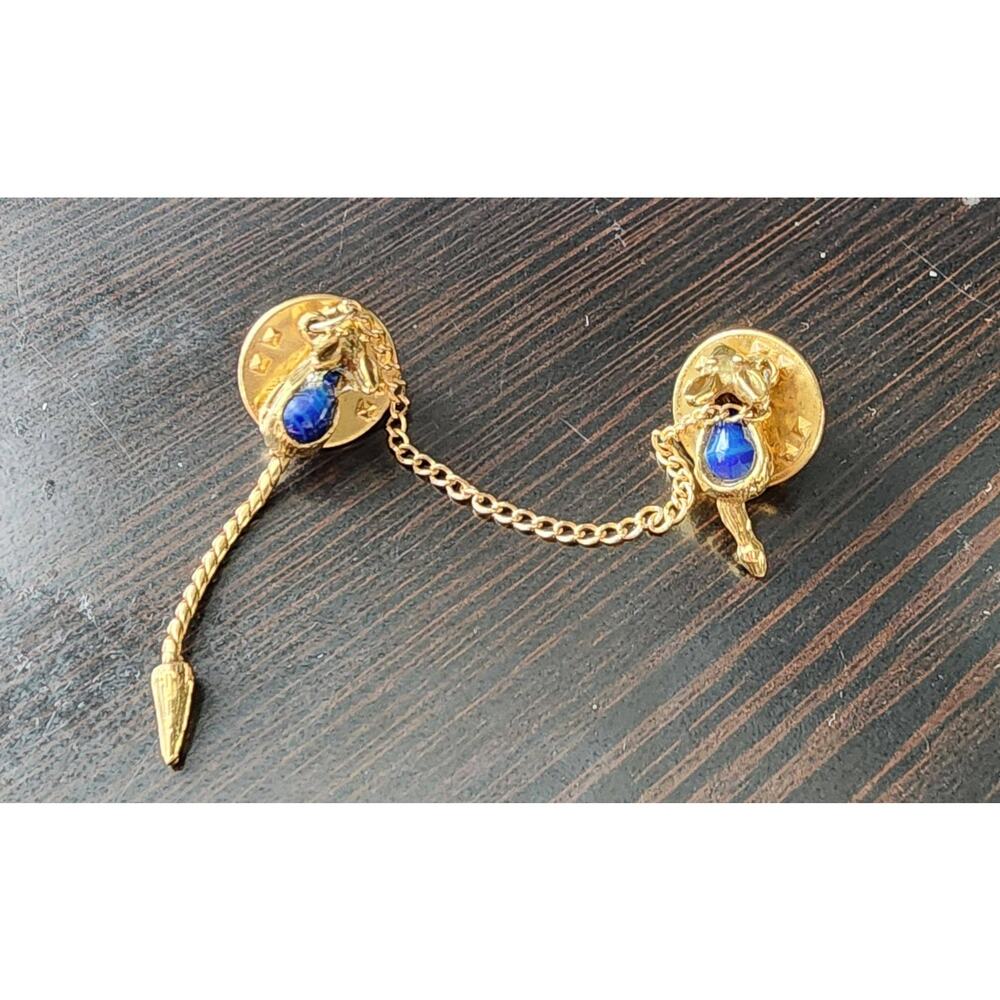 Rare Vintage Gold-Colored Mouse with Movable Tail Sweater Set Pins